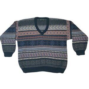 LYLE & SCOTT- Hawick Scotland ~Men's Size M~ Multicolor Wool Blend Ski Sweater.